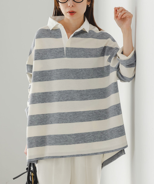 COGTHEBIGSMOKE（コグザビッグスモーク）の「《WEB・札幌店限定追加》別注 COG THE BIGSMOKE IVY RUGBY JERSEY（Tシャツ/カットソー・レディース・アイボリー/ベージュ・FREE）」の4枚目の写真