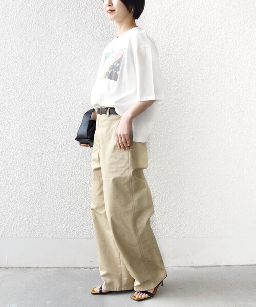 SHIPS（シップス）の「【WEB限定】オーガニック コットン 5分袖 フォト TEE（Tシャツ/カットソー・レディース・ベージュ/オフホワイト/ストーン・ONE SIZE）」の5枚目の写真