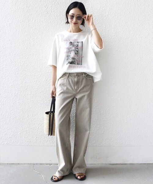 SHIPS（シップス）の「【WEB限定】オーガニック コットン 5分袖 フォト TEE（Tシャツ/カットソー・レディース・ベージュ/オフホワイト/ストーン・ONE SIZE）」の12枚目の写真