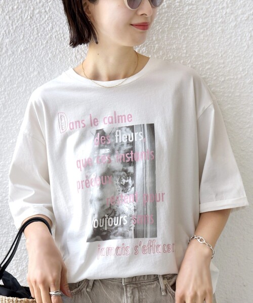 SHIPS（シップス）の「【WEB限定】オーガニック コットン 5分袖 フォト TEE（Tシャツ/カットソー・レディース・ベージュ/オフホワイト/ストーン・ONE SIZE）」の16枚目の写真