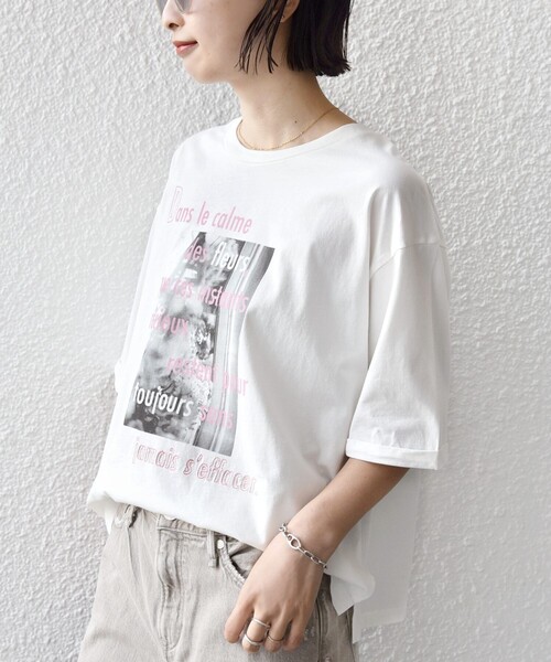 SHIPS（シップス）の「【WEB限定】オーガニック コットン 5分袖 フォト TEE（Tシャツ/カットソー・レディース・ベージュ/オフホワイト/ストーン・ONE SIZE）」の17枚目の写真