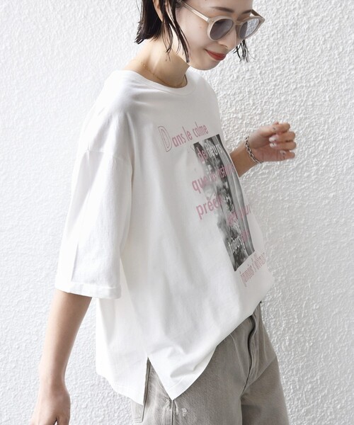 SHIPS（シップス）の「【WEB限定】オーガニック コットン 5分袖 フォト TEE（Tシャツ/カットソー・レディース・ベージュ/オフホワイト/ストーン・ONE SIZE）」の19枚目の写真