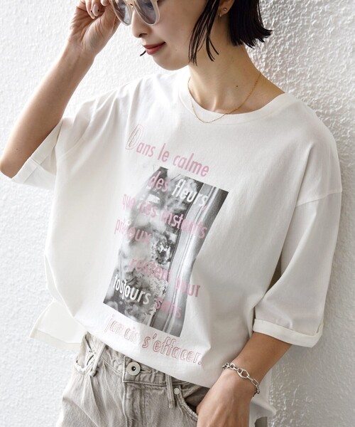 SHIPS（シップス）の「【WEB限定】オーガニック コットン 5分袖 フォト TEE（Tシャツ/カットソー・レディース・ベージュ/オフホワイト/ストーン・ONE SIZE）」の20枚目の写真