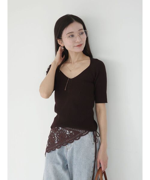 LAGUNAMOON（ラグナムーン）の「ラリエットニットプルオーバー（ニット/セーター・レディース・ライトブルー/ブラウン/ベージュ・FREE）」の2枚目の写真