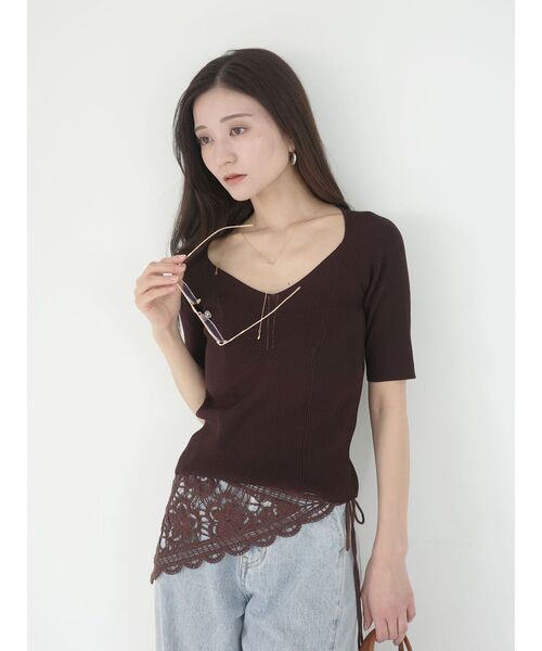 LAGUNAMOON（ラグナムーン）の「ラリエットニットプルオーバー（ニット/セーター・レディース・ライトブルー/ブラウン/ベージュ・FREE）」の11枚目の写真