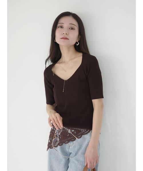 LAGUNAMOON（ラグナムーン）の「ラリエットニットプルオーバー（ニット/セーター・レディース・ライトブルー/ブラウン/ベージュ・FREE）」の12枚目の写真