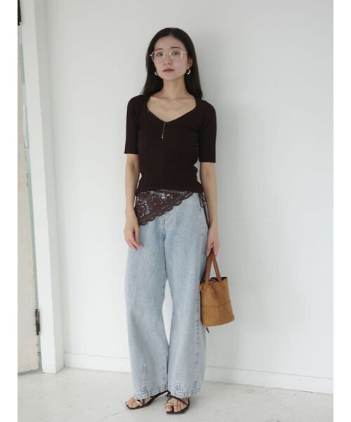 LAGUNAMOON（ラグナムーン）の「ラリエットニットプルオーバー（ニット/セーター・レディース・ライトブルー/ブラウン/ベージュ・FREE）」の13枚目の写真