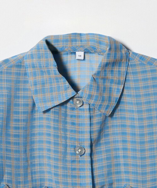 green label relaxing(グリーンレーベルリラクシング)の「シースルー チェック シャツ / キッズ 100cm-130cm(シャツ/ブラウス・キッズ・オフホワイト/ライトブルー・120cm/130cm/100cm/110cm)」の5枚目の写真