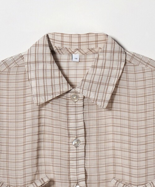 green label relaxing(グリーンレーベルリラクシング)の「シースルー チェック シャツ / キッズ 100cm-130cm(シャツ/ブラウス・キッズ・オフホワイト/ライトブルー・120cm/130cm/100cm/110cm)」の11枚目の写真