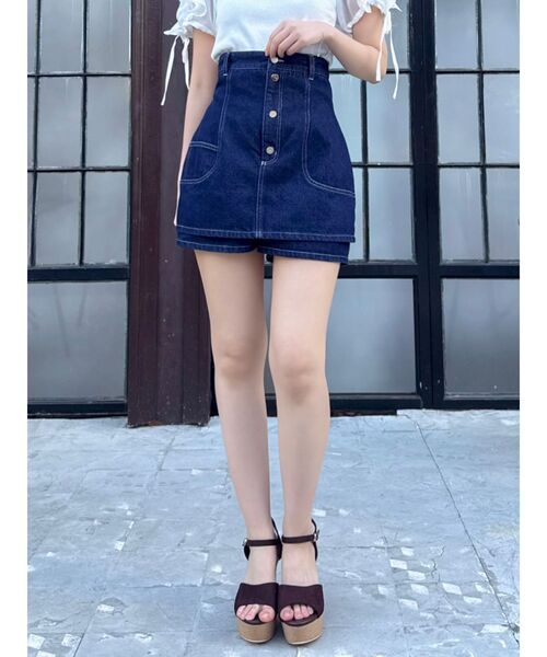 dazzlin(ダズリン)の「コルセットスカパン(デニムパンツ・レディース・オフホワイト/インディゴブルー/ブルー・MEDIUM/SMALL)」の3枚目の写真