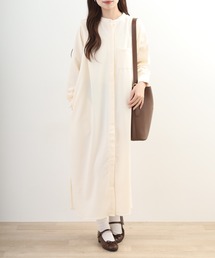 OMNES | 梨地ショルダータックシャツワンピース 長袖(シャツワンピース)