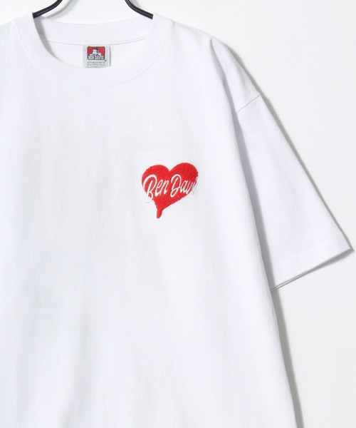 BEN DAVIS(ベンデイビス)の「BEN DAVIS/ベンデイビス HEART CHENILLE TEE/オーバーサイズ ストリート バックプリント ロゴ ワンポイント刺繍 半袖Tシャツ/レディース メンズ(Tシャツ/カットソー・メンズ・ホワイト/ネイビー/ブラック・M/L/XL)」の4枚目の写真