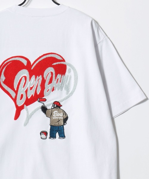 BEN DAVIS(ベンデイビス)の「BEN DAVIS/ベンデイビス HEART CHENILLE TEE/オーバーサイズ ストリート バックプリント ロゴ ワンポイント刺繍 半袖Tシャツ/レディース メンズ(Tシャツ/カットソー・メンズ・ホワイト/ネイビー/ブラック・M/L/XL)」の5枚目の写真