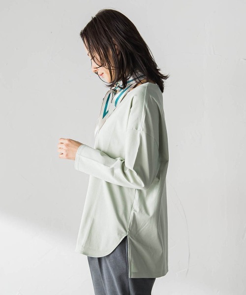LAUTREAMONT(ロートレアモン)の「【WEB限定】プレミアムコットンコンフォートカットソー≪3サイズ/洗濯機で洗える/接触冷感≫(Tシャツ/カットソー・レディース・チャコールグレー/ブラック/ベージュ/ホワイト/グリーン/ピンク・11号/9号/7号)」の13枚目の写真