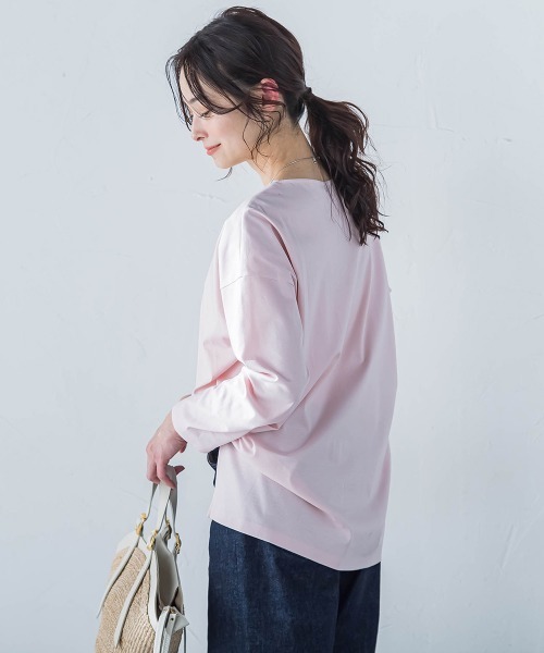 LAUTREAMONT(ロートレアモン)の「【WEB限定】プレミアムコットンコンフォートカットソー≪3サイズ/洗濯機で洗える/接触冷感≫(Tシャツ/カットソー・レディース・チャコールグレー/ブラック/ベージュ/ホワイト/グリーン/ピンク・11号/9号/7号)」の21枚目の写真