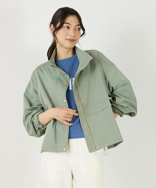 MELROSE claire（メルローズ クレール）の「【アソートスタンドカラーZIPブルゾン】（ブルゾン・レディース・ライトカーキ/インディゴブルー/オフホワイト・FREE）」の3枚目の写真