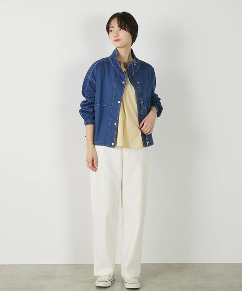 MELROSE claire（メルローズ クレール）の「【アソートスタンドカラーZIPブルゾン】（ブルゾン・レディース・ライトカーキ/インディゴブルー/オフホワイト・FREE）」の20枚目の写真