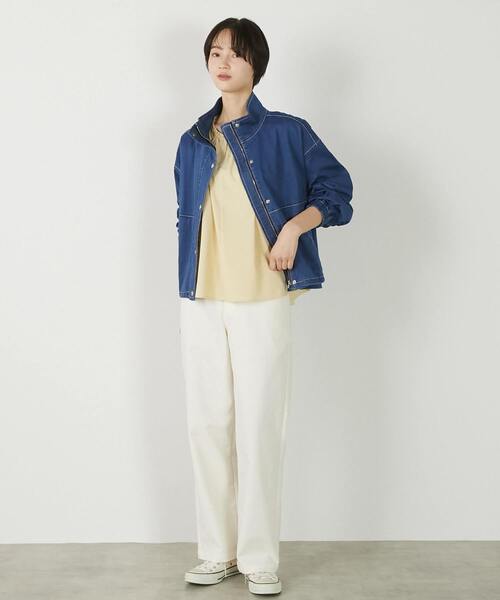 MELROSE claire（メルローズ クレール）の「【アソートスタンドカラーZIPブルゾン】（ブルゾン・レディース・ライトカーキ/インディゴブルー/オフホワイト・FREE）」の21枚目の写真