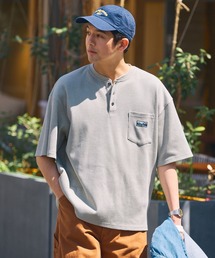 【UNNOTICEシリーズ】ファンクショナルファブリック ヘビーワッフル ヘンリーネック 半袖ポケットTシャツ / 抗菌防臭・UVカット【THE CRAFT CREW PRODUCTS】