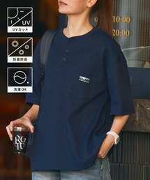 ワッフル ヘンリーネック」に該当するブルー・ネイビー/青色系の