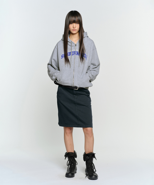 SUNBURN BASIC LOGO HOODIE ZIP-UP, меланж-серый