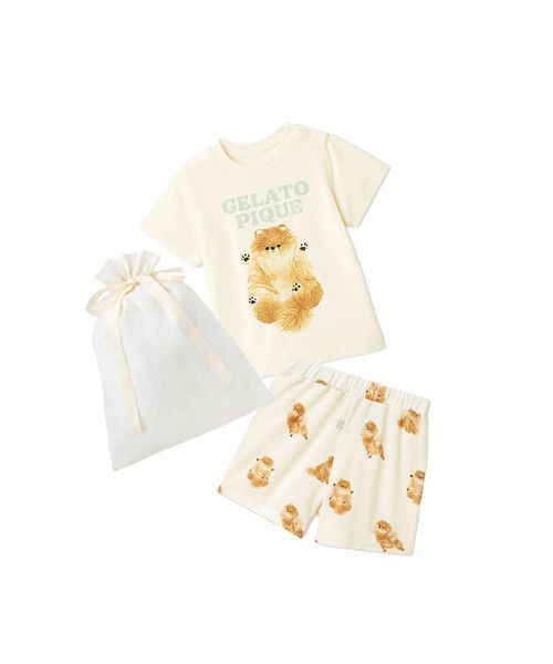 ラッピング済み】【BABY】ドッグワンポイントTシャツ&ショートパンツ 