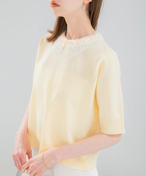 URBAN RESEARCH ROSSO WOMEN(アーバンリサーチ ロッソ)の「『WEB限定』2WAYレースカラーニット(ニット/セーター・レディース・ネイビー/ピンク/イエロー系その他・FREE)」の2枚目の写真