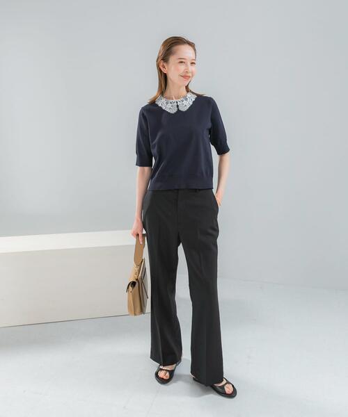 URBAN RESEARCH ROSSO WOMEN(アーバンリサーチ ロッソ)の「『WEB限定』2WAYレースカラーニット(ニット/セーター・レディース・ネイビー/ピンク/イエロー系その他・FREE)」の6枚目の写真
