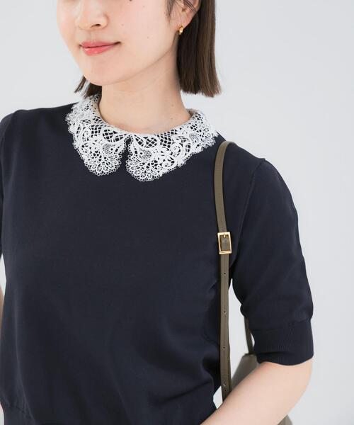 URBAN RESEARCH ROSSO WOMEN(アーバンリサーチ ロッソ)の「『WEB限定』2WAYレースカラーニット(ニット/セーター・レディース・ネイビー/ピンク/イエロー系その他・FREE)」の7枚目の写真