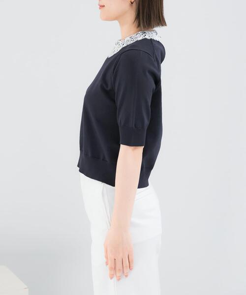 URBAN RESEARCH ROSSO WOMEN(アーバンリサーチ ロッソ)の「『WEB限定』2WAYレースカラーニット(ニット/セーター・レディース・ネイビー/ピンク/イエロー系その他・FREE)」の12枚目の写真