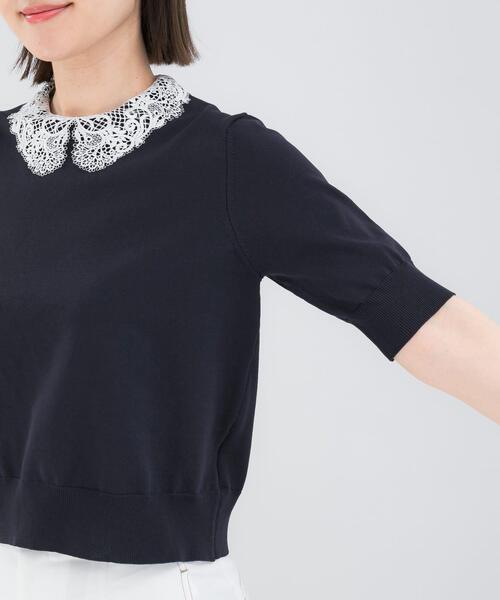 URBAN RESEARCH ROSSO WOMEN(アーバンリサーチ ロッソ)の「『WEB限定』2WAYレースカラーニット(ニット/セーター・レディース・ネイビー/ピンク/イエロー系その他・FREE)」の14枚目の写真