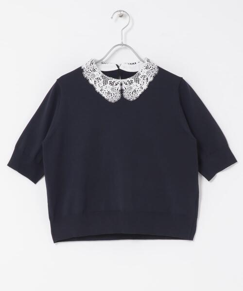URBAN RESEARCH ROSSO WOMEN(アーバンリサーチ ロッソ)の「『WEB限定』2WAYレースカラーニット(ニット/セーター・レディース・ネイビー/ピンク/イエロー系その他・FREE)」の15枚目の写真