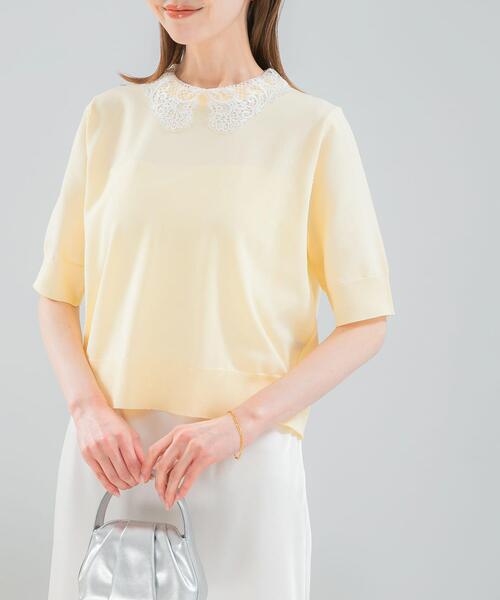 URBAN RESEARCH ROSSO WOMEN(アーバンリサーチ ロッソ)の「『WEB限定』2WAYレースカラーニット(ニット/セーター・レディース・ネイビー/ピンク/イエロー系その他・FREE)」の21枚目の写真