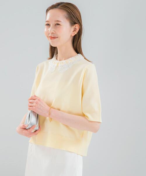 URBAN RESEARCH ROSSO WOMEN(アーバンリサーチ ロッソ)の「『WEB限定』2WAYレースカラーニット(ニット/セーター・レディース・ネイビー/ピンク/イエロー系その他・FREE)」の22枚目の写真