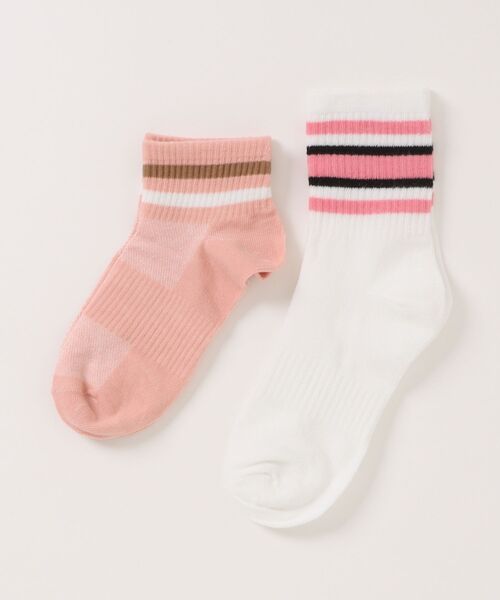 styiro（スタイロ）の「【2足セット】親子カラーボーダー靴下（ソックス/靴下・レディース・ブラック/ブルー/グリーン/ピンク・FREE）」の4枚目の写真