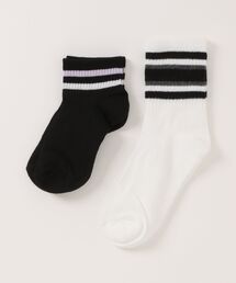 styiro | 【2足セット】親子カラーボーダー靴下(ソックス/靴下)