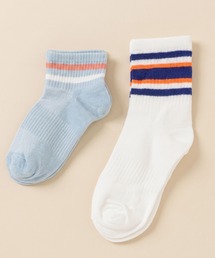 styiro（スタイロ）の「【2足セット】親子リンクソックス 親子おそろい カラーボーダーソックス レディース キッズ 靴下 ギフト（ソックス/靴下）」