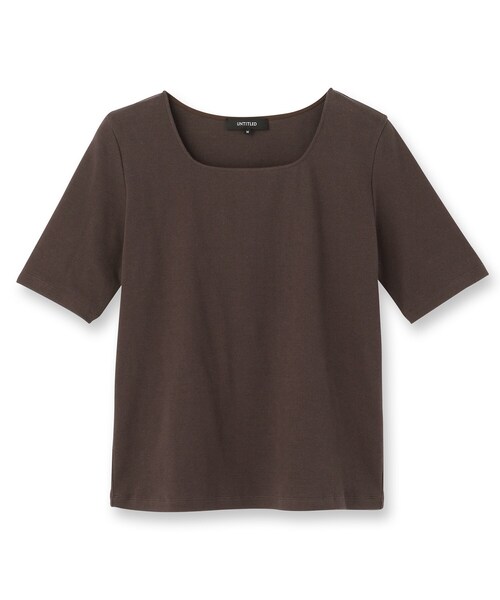 UNTITLED（アンタイトル）の「【すっきり見え/洗える】スクエアネックプルオーバー（Tシャツ/カットソー・レディース・ダークブラウン/ホワイト/カーキ/ブラック・50/48/44/04/02/00）」の5枚目の写真