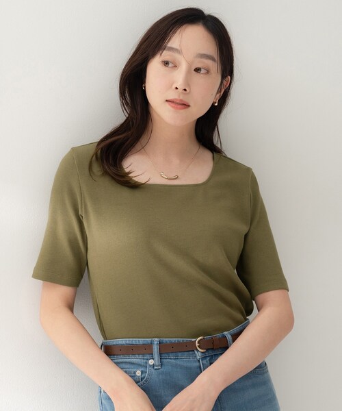UNTITLED（アンタイトル）の「【すっきり見え/洗える】スクエアネックプルオーバー（Tシャツ/カットソー・レディース・ダークブラウン/ホワイト/カーキ/ブラック・50/48/44/04/02/00）」の15枚目の写真