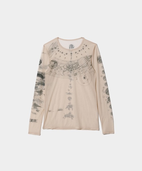 beautiful people（ビューティフルピープル）の「cosmos sheer jersey crew neck top（Tシャツ/カットソー・レディース・ブラック/ベージュ・38）」の2枚目の写真