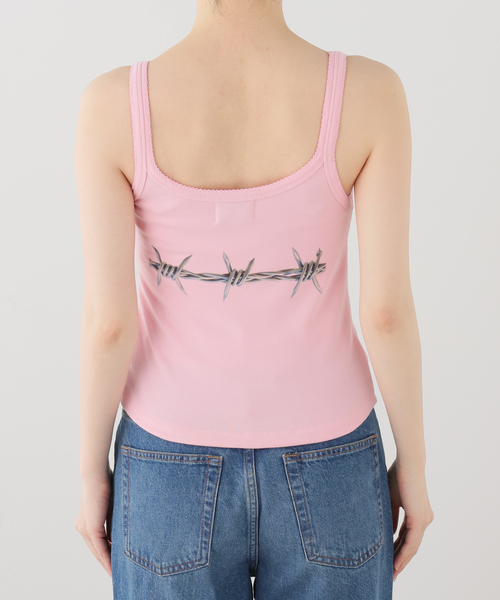 新品タグ付き♡ミストレアス♡バレエコアぺプラムキャミソール♡ピンク MA*RS】【通販限定販売】幾何学バラ柄キャミソール - ピンク size-F