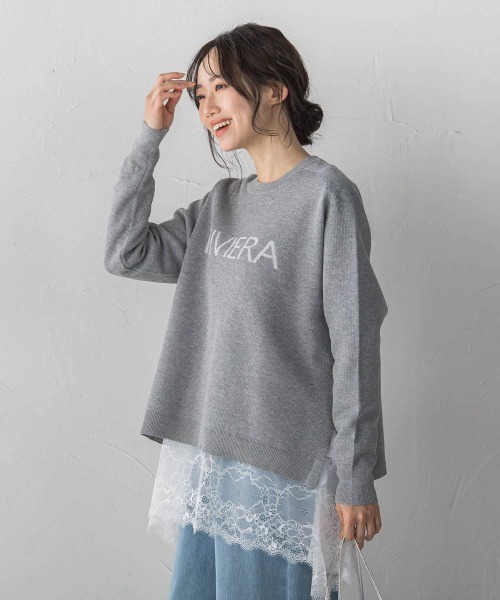 Droite lautreamont（ドロワットロートレアモン）の「ロゴニット（ニット/セーター・レディース・ライトグレー/ピンク/ネイビー・M）」の4枚目の写真
