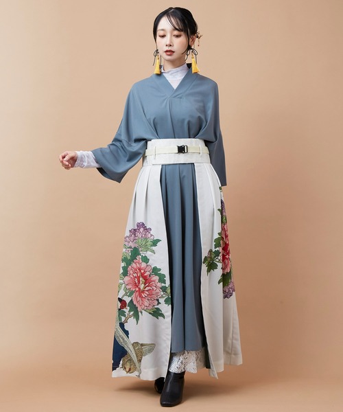 倭物やカヤ(ワモノヤカヤ)の「【倭物やカヤ】花鳥 重ね着用スカート(スカート・レディース・ブラック/ネイビー/ホワイト/レッド・FREE)」の12枚目の写真