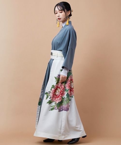 倭物やカヤ(ワモノヤカヤ)の「【倭物やカヤ】花鳥 重ね着用スカート(スカート・レディース・ブラック/ネイビー/ホワイト/レッド・FREE)」の11枚目の写真