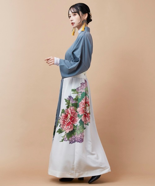 倭物やカヤ(ワモノヤカヤ)の「【倭物やカヤ】花鳥 重ね着用スカート(スカート・レディース・ブラック/ネイビー/ホワイト/レッド・FREE)」の10枚目の写真