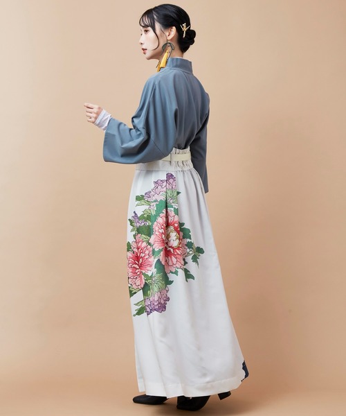 倭物やカヤ(ワモノヤカヤ)の「【倭物やカヤ】花鳥 重ね着用スカート(スカート・レディース・ブラック/ネイビー/ホワイト/レッド・FREE)」の9枚目の写真