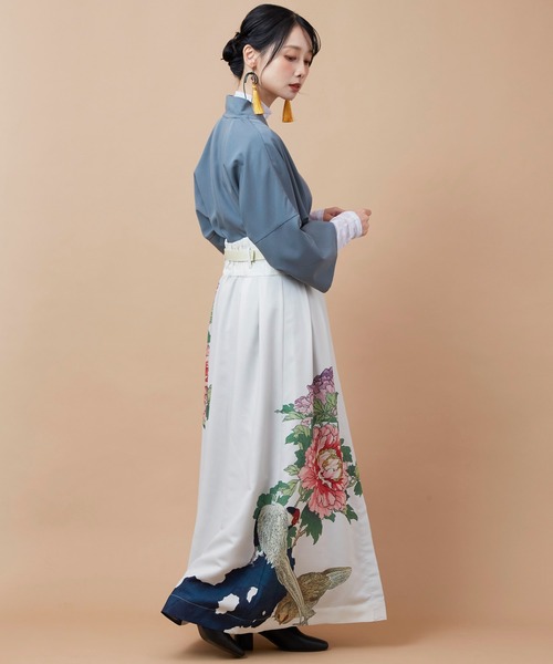 倭物やカヤ(ワモノヤカヤ)の「【倭物やカヤ】花鳥 重ね着用スカート(スカート・レディース・ブラック/ネイビー/ホワイト/レッド・FREE)」の21枚目の写真