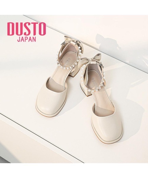 VIBGYOR（ヴィブジョー）の「【DUSTO】"レディース パールストラップ リボンパンプス"(MA)（パンプス・レディース・ブラック/ベージュ・24/23.5/23/22）」の2枚目の写真