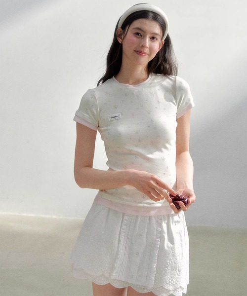 SunsetPark（サンセットパーク）の「クルーネック フェイクレイヤード トップス SP26s009【SunsetPark】【2026SS】（Tシャツ/カットソー・レディース・ピンク/ピンク系その他・S/M）」の4枚目の写真