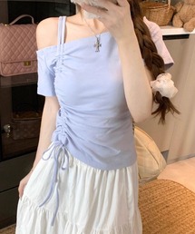 レディースのTシャツ/カットソー(ブルー・ネイビー/青色系・オフ レディースのTシャツ/カットソー(ブルー・ネイビー/青色系・オフ